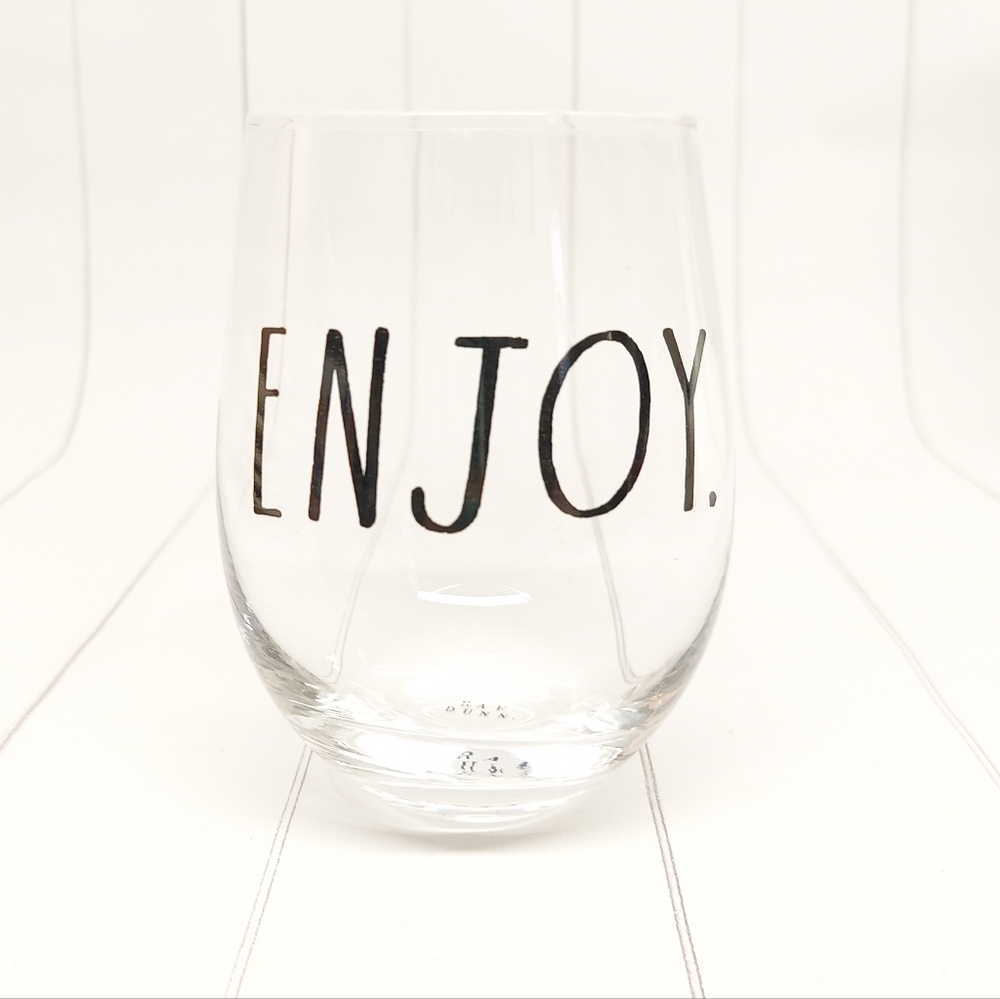 RAE DUNN Steamless Wine Glass Enjoy Script